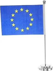 TEHAUX Mini Table Flag with Stand Office Desk European Union Flag Desktop Displays and International Flags Decoration