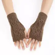 Half Finger Gloves for Women Winter Soft Warm Wool Knitting Arm Gloves Soft Warm