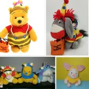 Disney Halloween Eeyore Clown Pooh Bee Bean Bag & Spring Hug A Bug Plush