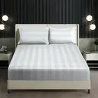 1200 Thread Count Bed Sheet Set - Wide Stripe Cotton Fitted Sheet (Snow White 1)