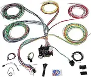 JY PERFORMANCE Universal 21 Circuit Wiring Harness Kit Extra Long Wire Standard Color 17 Fuses for GM Chevy Mopar Hotrods Ford Chrysler