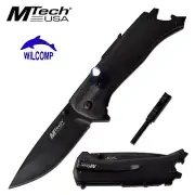 MTECH USA MT-1082BK MANUAL FOLDING KNIFE *Multi Tools: LED Light, Fire Start,...