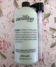 ~PHILOSOPHY~3 in 1 SHOWER GEL~BASIL CUCUMBER COOLER~ w/ Pump~32 OZ-HUGE *NEW*