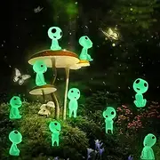 DARUNAXY 20PCS Luminous Ghost Tree Elves Miniature Garden Gnome Glow in Dark Resin Fairy Garden Accessories for Micro Landscape Outdoor Patio Terrace Balcony Yard Decoration(20PCS Green)