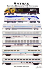 Amtrak Operation Lifesaver Train 11"x17" Poster Andy Fletcher signed