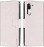 [Shantime] Leather Wallet Case Compatible with Doro 8062, Colorful Flip Cover with Card Holders Magnetic Closure Full Protection Shell(White)