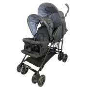 NEW Aussie Baby Vitesse Deux Tandem Stroller - Black