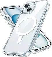 JETech Magnetic Case for iPhone 15 6.1-Inch Compatible with MagSafe Wireless Charging, Shockproof Phone Bumper Cover, Anti-Scratch Clear Back (Clear)