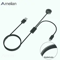 在飛比找蝦皮購物優惠-Arnelian 充電線 1 對 2 編織線手錶手機雙充電充