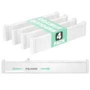 Expandable Drawer Dividers 4 Pack 2.36 High 12.6-22.8 Drawer Organizers for