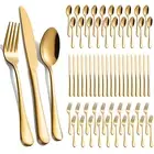 60-Pcs Gold Silverware Set - Stainless Steel Flatware Cutlery Set Service for...
