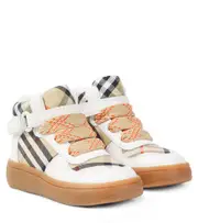 [Burberry Kids] Burberry Kids Burberry Check leather and canvas sneakers UK 13 multicoloured