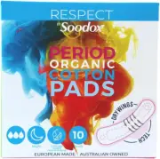 Respect by Soodox Period Organic NIGHT Cotton Pads | Drywings Technology with...