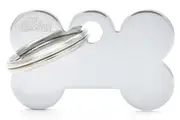 My Family Basic Bone Pet Tag Collar Accessory Chromed - 3 Sizes