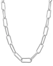 ADORNIA Silver Plated Wide Chunky Paper Clip Chain Necklace