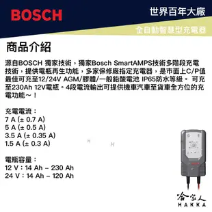 BOSCH C7 全自動 電瓶充電器 IP65防水 12V 24V AGM 汽車 機車 貨車 充電 膠體電池 哈家人