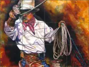 Cowboy Tile Mural Taylor Western Rodeo Art Ceramic Backsplash JTA006