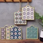 Moroccan Style Ceramic Coaster Trivet Place Mat Cork Insulation Dining Decor 1pc