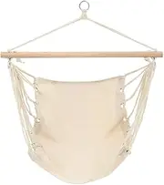vidaXL Cream Hammock Chair - A Comfortable and Easily Adjustable Garden Lounger with a Carrying Capacity of up to 110 kg, Made with Cotton & Polyester Mix Fabric.