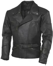 GMS Classic Motorcycle Leather Jacket, black, Size 6XL for Men