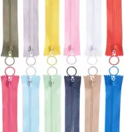 36PCS 10 Inch Plastic Nylon Zippers with Ring Pulls Close End Resin Zippers for