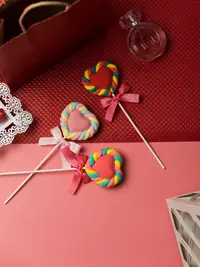在飛比找松果購物優惠-愛心棉花棒棒糖假糖果甜品裝飾擺設拍攝道具 (8.3折)