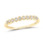 14kt Yellow Gold Round Diamond Heart Stackable Band Ring 1/10 Cttw