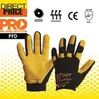 ProChoice Pro-Fit Deer Skin Leather Glove - Black/Yellow PFD