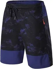 [Zadaos] Men Quick Drying Running Shorts Sports Drawstring Zipper Pocket Training Gym Jogging Short Loose