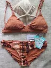 New Seafolly 12 Second Wave Fixed Tri Bra & 12 High Tide Hipster Copper Tan