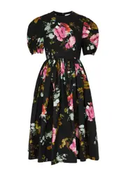 Erdem Floral-print Cotton Dress - Black - 10 (UK10 / S) 10 (UK10 / S)