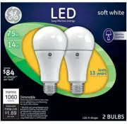 GE 65762 PACK OF 2 LIGHTBULBS LED12A21/2PK