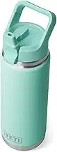 YETI Rambler 26 oz Bottle, Vacuum Insulated, Stainless Steel with Color Matching Straw Cap, Seafoam, 21071502205