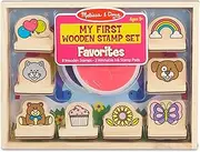 Melissa & Doug My First Wooden Stamp Set – Favorites (8 Stamps with Handles, 2 Washable Ink Pads)