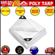 Instahut Tarpaulin Tarp 9x12m Canvas Heavy Duty Camping Poly Tarps Cover Tent