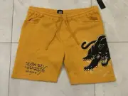 Ed Hardy Panther Sweat Shorts Yellow Cotton Blend EHM8100-12 Size 2XL Men