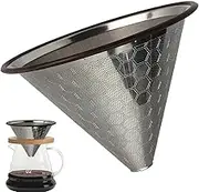 Stainless Steel Pour Over Coffee Filter - Stainless Steel Honeycomb Coffee Cone Reusable Fine Mesh Pour Over Filter - Paperless Metal Cone Filter Dripper Coffee Maker for 1-3 Cups