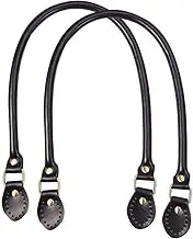 PH PandaHall 2pcs Leather Purse Handles 24.2” Sew On Bag Handles Purse Replacement Strap Black PU Leather Handbag Strap for Purses Handbag Shoulder Crossbody Bag Tote Bag Making Supplies