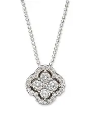 Diamond Clover Pendant Necklace in 14K White Gold, .75 ct. t. w.
