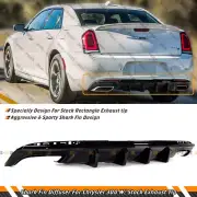 Gloss Blk Dual Rectangle Exhaust Shark Fin Rear Diffuser For 15-23 Chrysler 300 (for: Chrysler)
