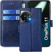 [FMPCUON] Case for OnePlus 11 Mobile Phone Case [Stand Function] [Card Slot] [Magnetic Closure] Flip Case Protective Leather Case for OnePlus 11 Blue