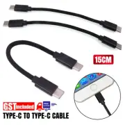 AU Short Type-C to Type-C /USB C Braided Cable Up to 60W for Sumsung/iPhone 15