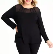 TS TAKING SHAPE plus size S / 16 Bamboo Mesh Charlotte Top black sheer yoke NWT