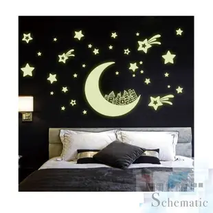 Wall Art 無痕夜光壁貼 現貨 時尚貼紙 室內設計 展覽布置 創意 兒童房 裝飾 城市 星星 月亮 流星 0016