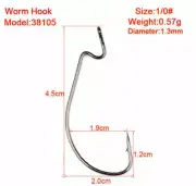 100Pieces Worm Hook Jig Big Fishing Hook Black Fishhook Size 1/0-5/0 Single Hook