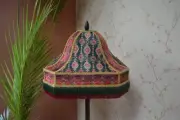 Lampshade square green printed hand-stitched table lampshade floor lampshade