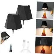 2PCS Black Wireless Liquor Wine Bottle Lamp Touch Dimmable 3 Color Stepless