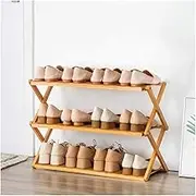 Foldable Bamboo Shoe Rack Multifunction Free Standing Shoe Shelf Storage Organizer No Installation (Color : Green, Size : Large)