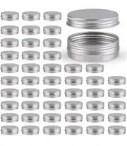 28 Pcs Aluminum Round Cans with Lid, 2 Oz Metal Tins Silver New With Labels