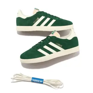 adidas 休閒鞋 Gazelle 男鞋 女鞋 深綠 奶油白 經典 復古 三線 金標 麂皮 愛迪達 GY7338